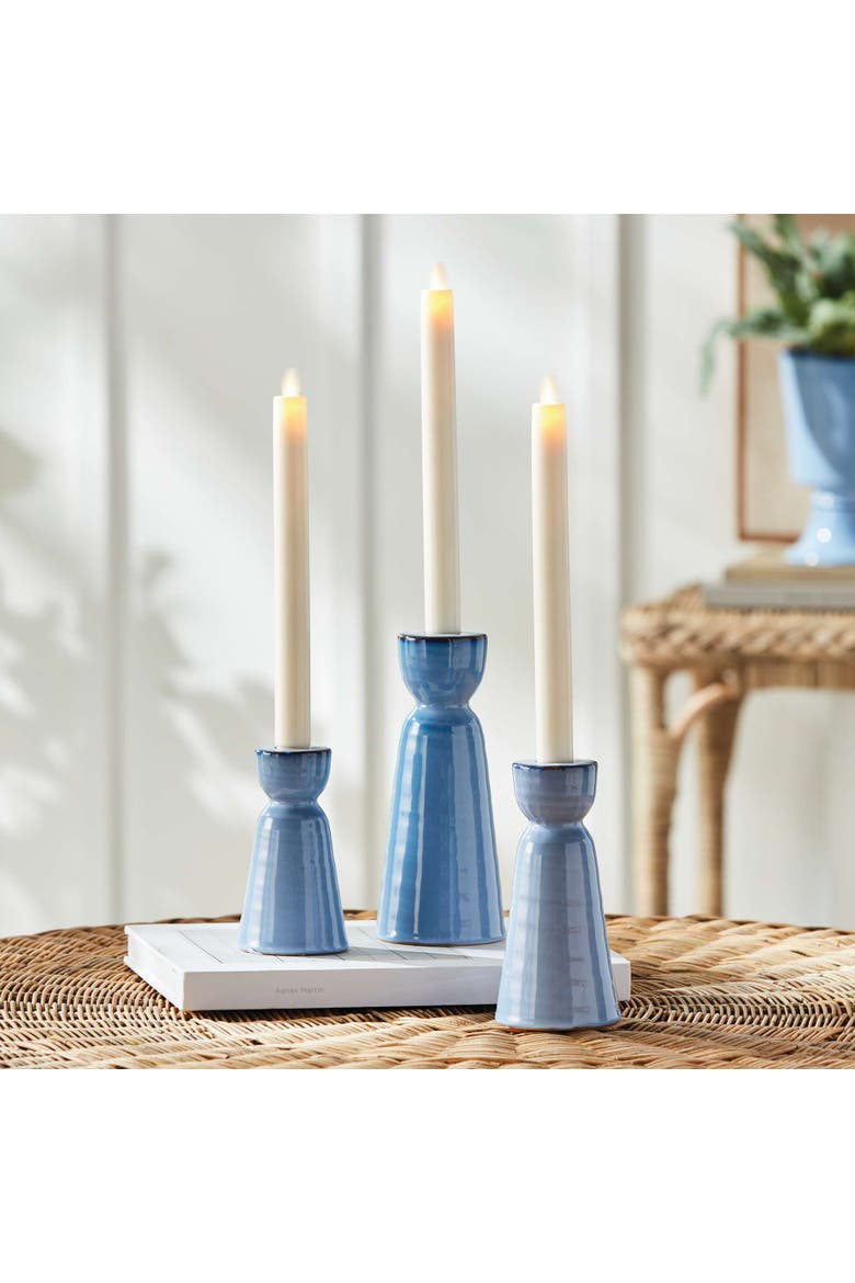 Libbey Taper Candle Holders, Alternate, color, Blue