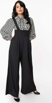 Unique Vintage Wide Leg Rochelle Suspender Pants