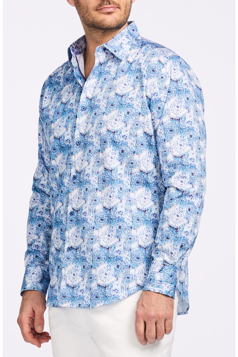 Ripon Cotton Button-Up Shirt, Alternate, color, BLUE