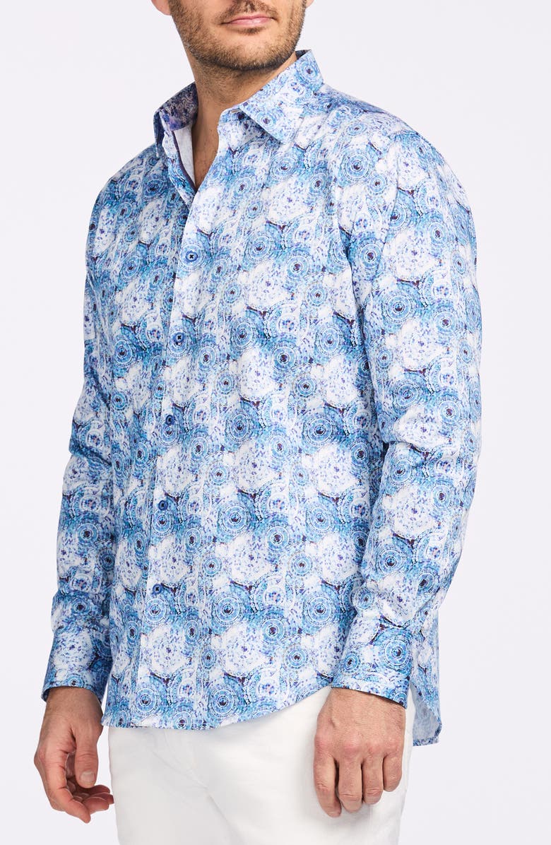 Robert Graham Ripon Cotton Button-Up Shirt, Alternate, color, Blue