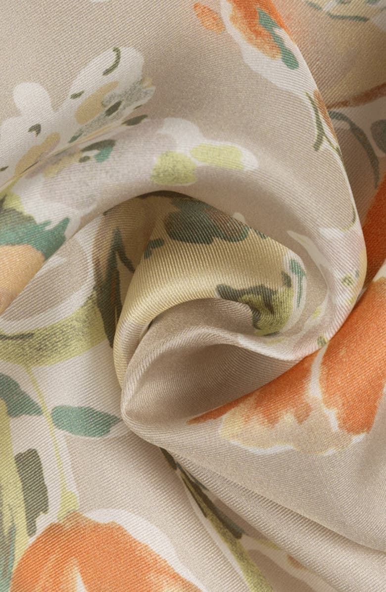 Lauren Ralph Lauren Small Floral Silk Square Scarf, Alternate, color, Ginger Tan