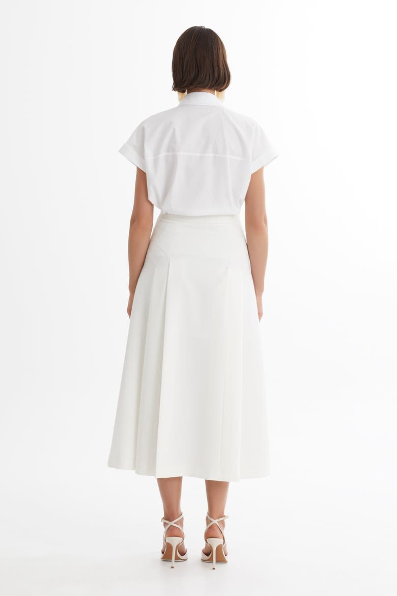 Ecru Pleated Skirt with Chain Accessory, Alternate, color, Ivory