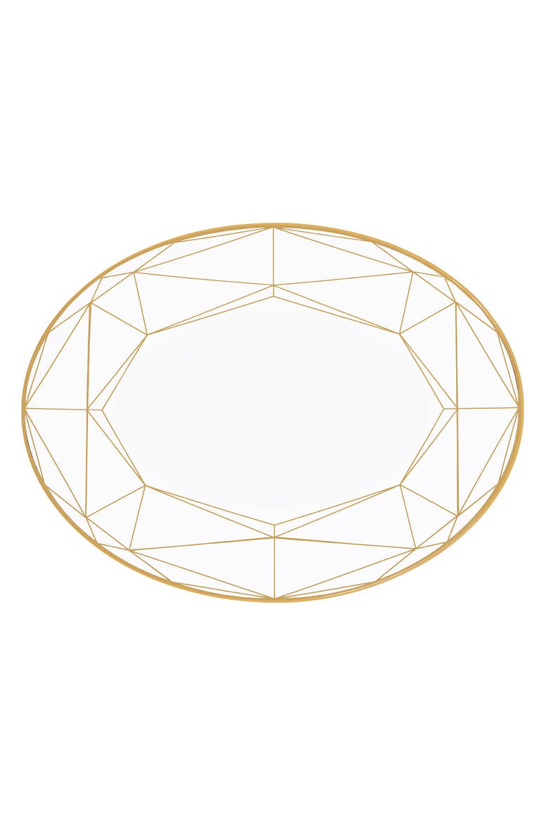 Gem Cut Gold 14 Inch Oval Platter, Main, color, White