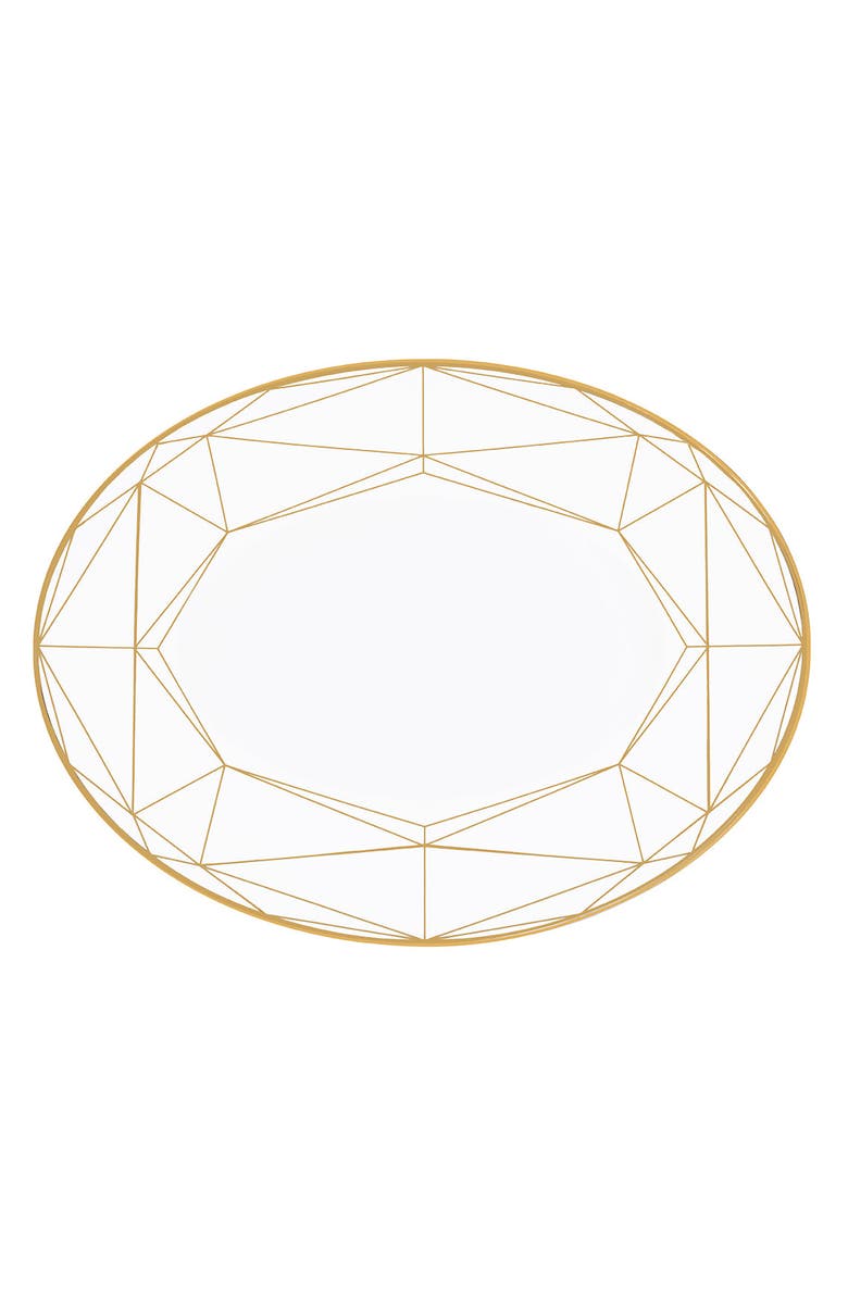 Prouna Gem Cut Gold 14 Inch Oval Platter, Main, color, White