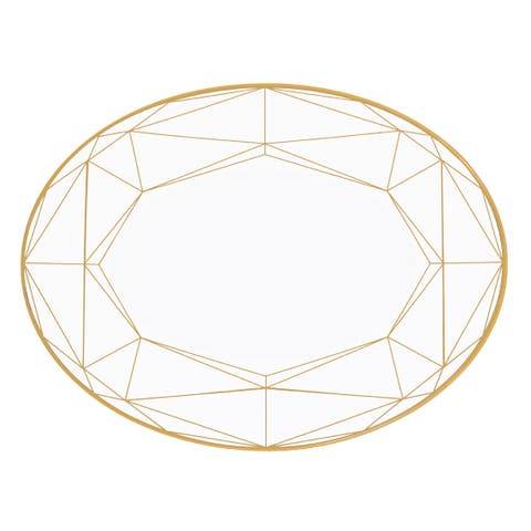 Gem Cut Gold 14 Inch Oval Platter