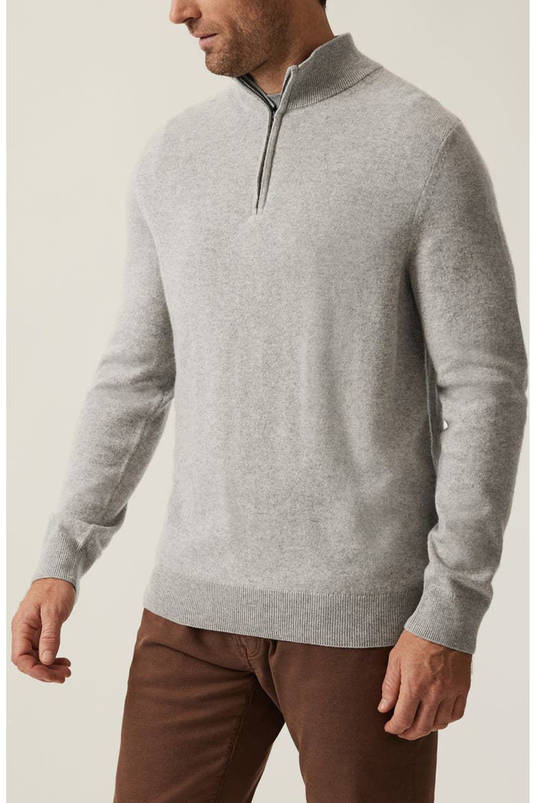Cashmere, Silk & Wool Quarter Zip Sweater, Alternate, color, GREY MELANGE