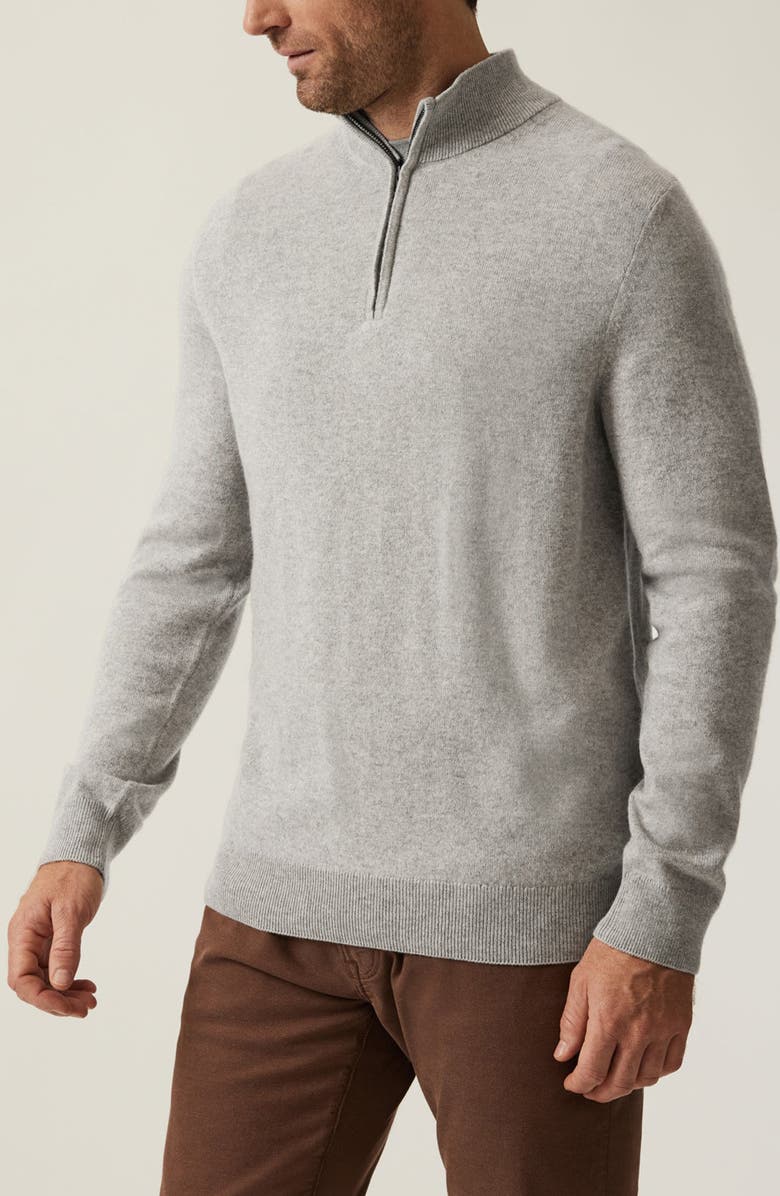 34 Heritage Cashmere, Silk & Wool Quarter Zip Sweater, Alternate, color, Grey Melange