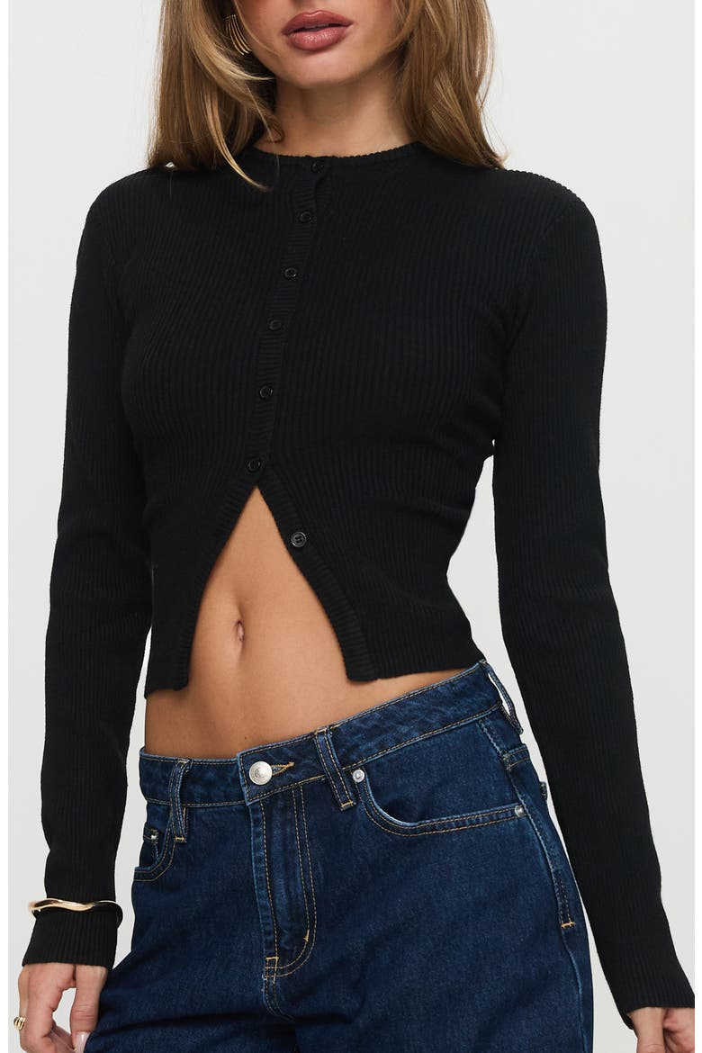 Suzu Rib Cardigan, Main, color, BLACK