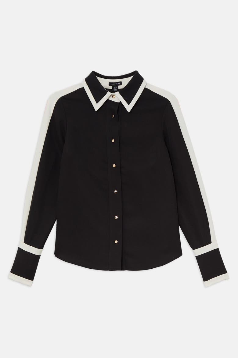 Colour Block Twill Woven Shirt, Alternate, color, Black