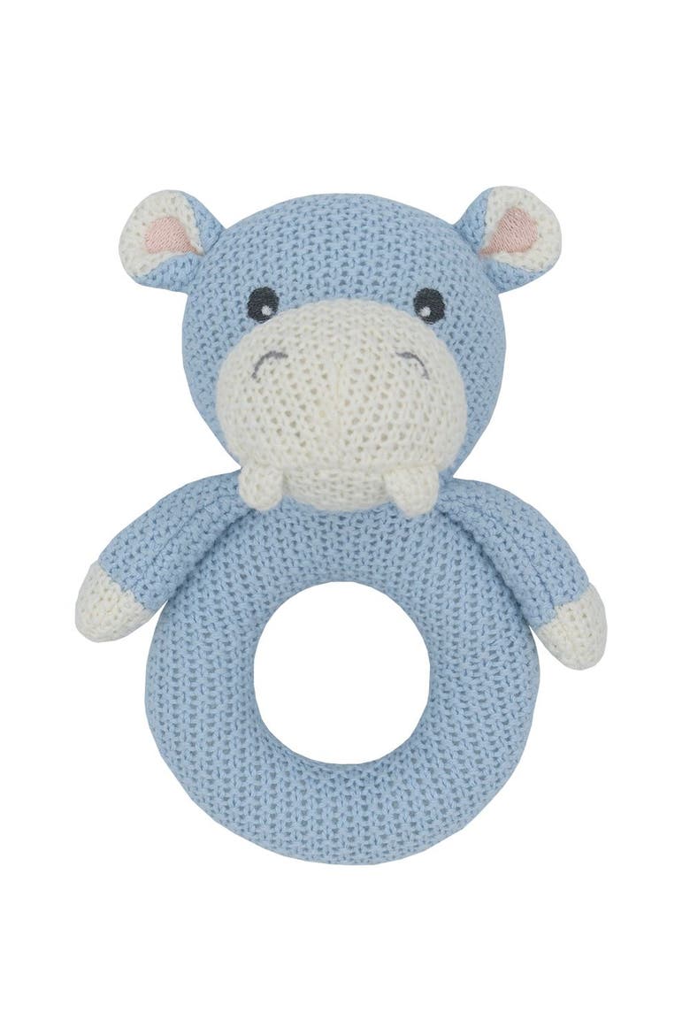 Whimsical Knit Rattle - Henry Hippo, Main, color, White