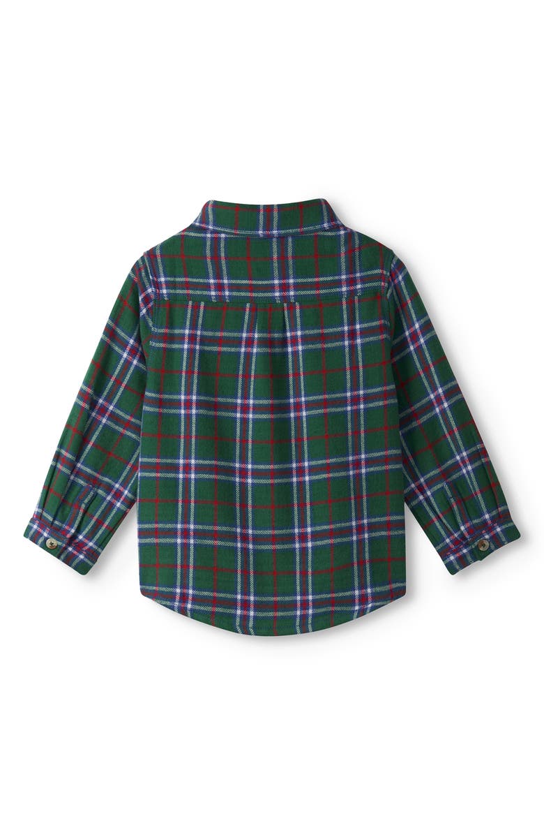 Hatley Holiday Plaid Cotton Flannel Button-Down Shirt, Alternate, color, Green