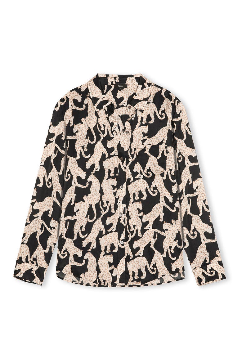 Alyssa Button Front Shirt, Alternate, color, ONYX JAGUAR
