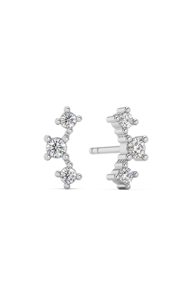 Bliss Diamond 1/5Ct TW 3-Stone Diamond Crawler Earrings 14k Gold Studs Lab Grown 1/3" Tall, Alternate, color, 14K White Gold