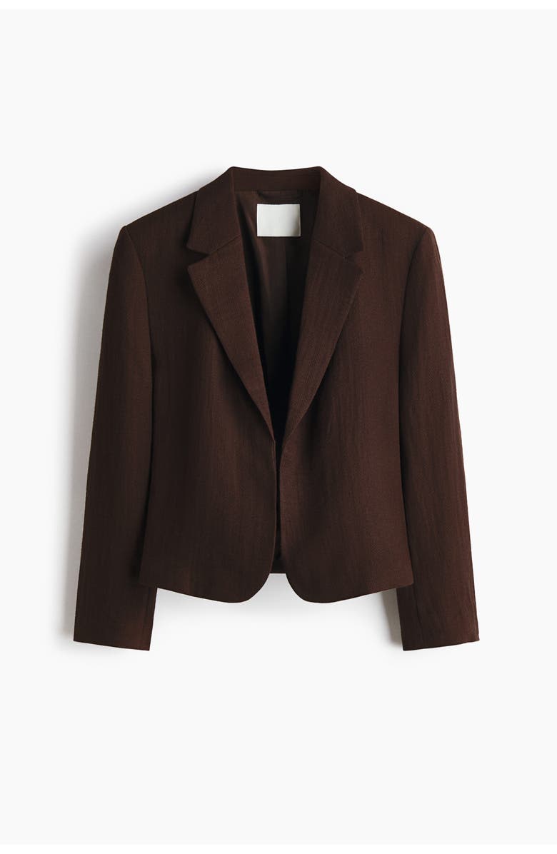 H&M Short Blazer, Main, color, Dark Brown