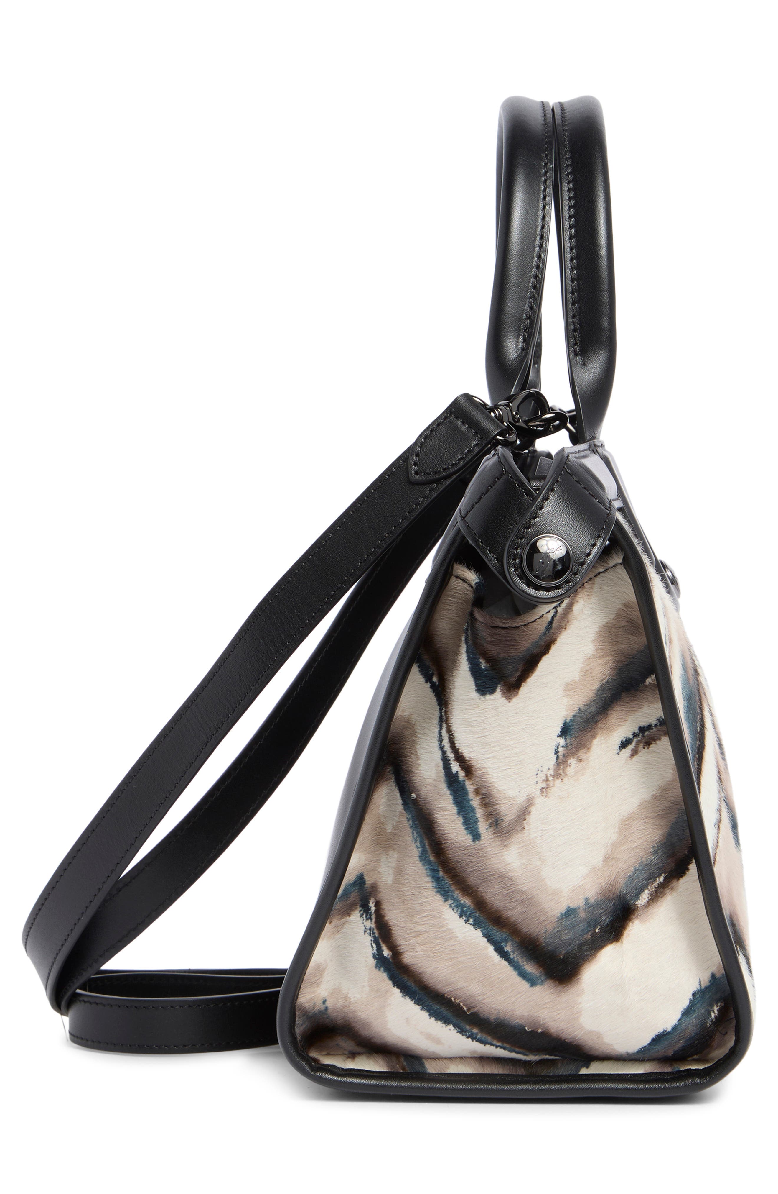 Longchamp Le Pliage Genuine Calf Hair Small Handbag, Alternate, color, Grey