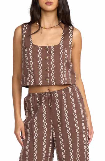 Billabong Another Wave Crop Cotton Blend Button-Up Tank Top