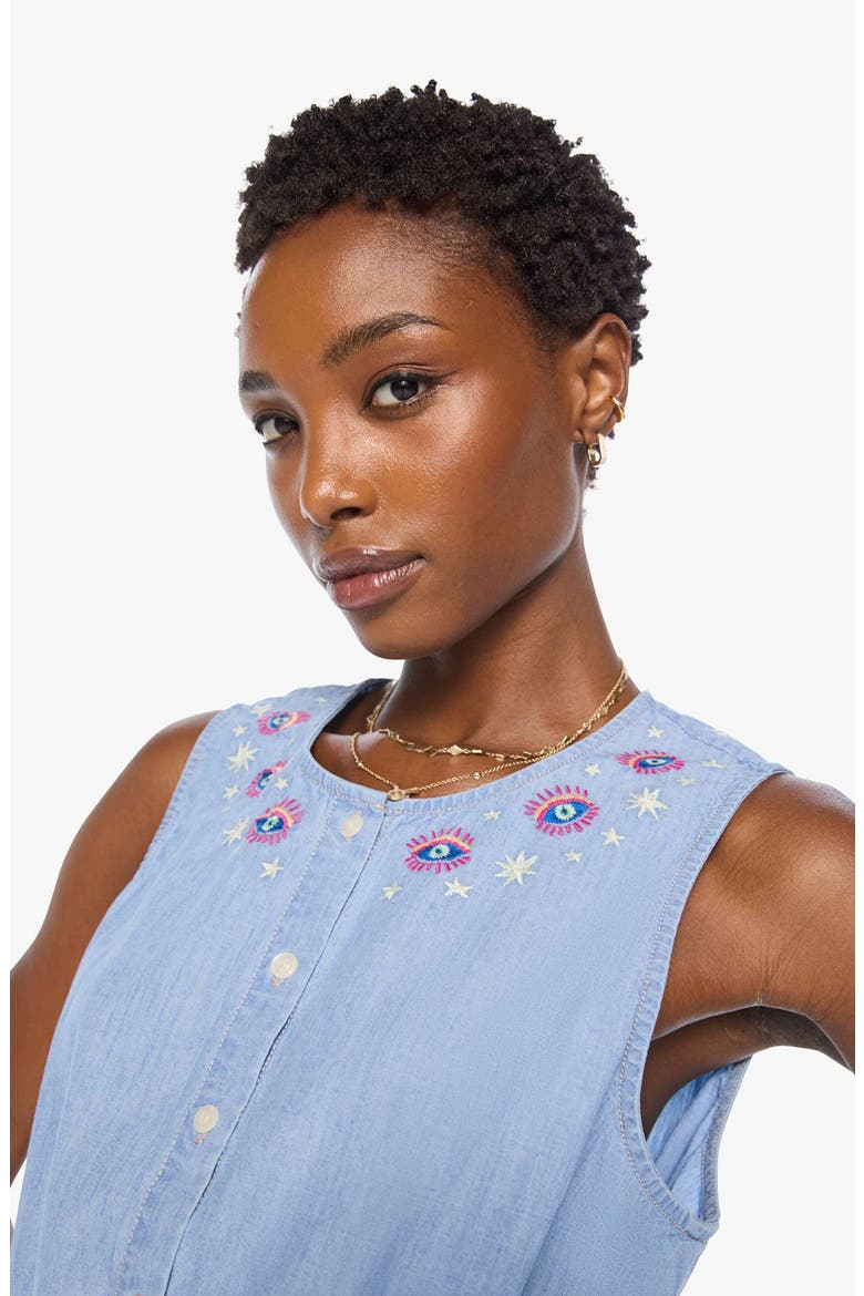 The Drawn Love Letter Embroidered Cotton Shirt, Alternate, color, INTUITION CHECK