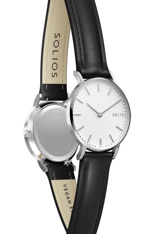 Solios Watches The Solar Classic | White Dial In Black Vegan Leather