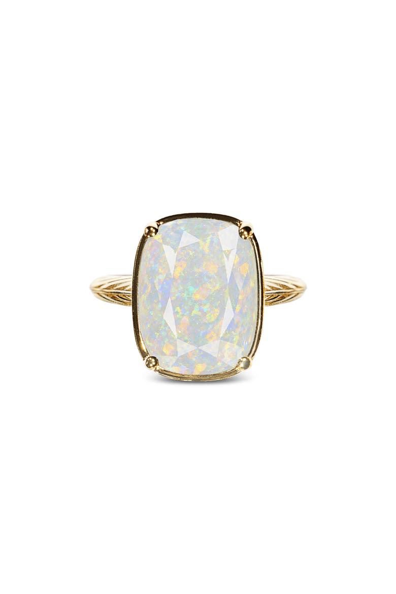 Simulated Opal Sterling Silver Elongated Cushion Ring, Main, color, GOLD