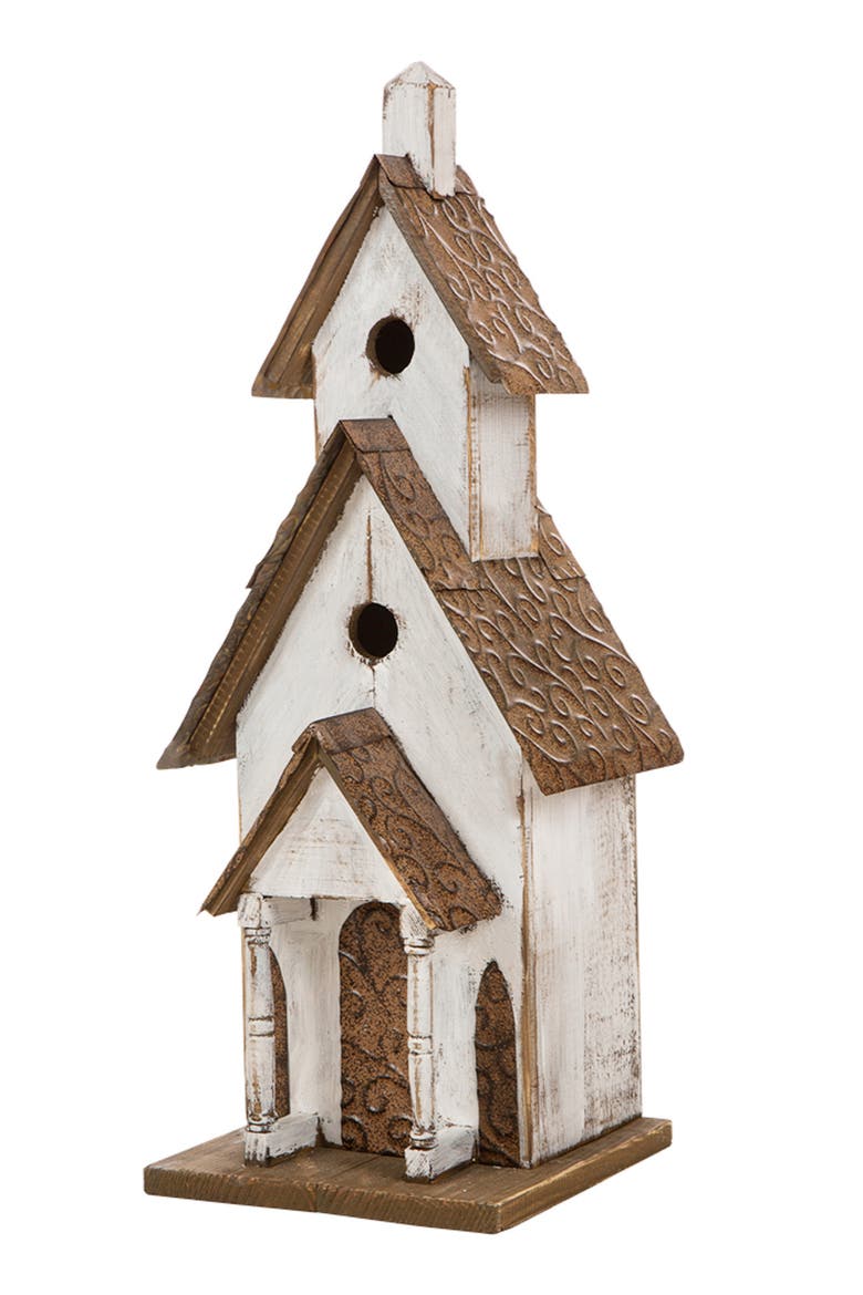23.5"H Extra-Large Farmhouse Wood White Birdhouse, Main, color, White