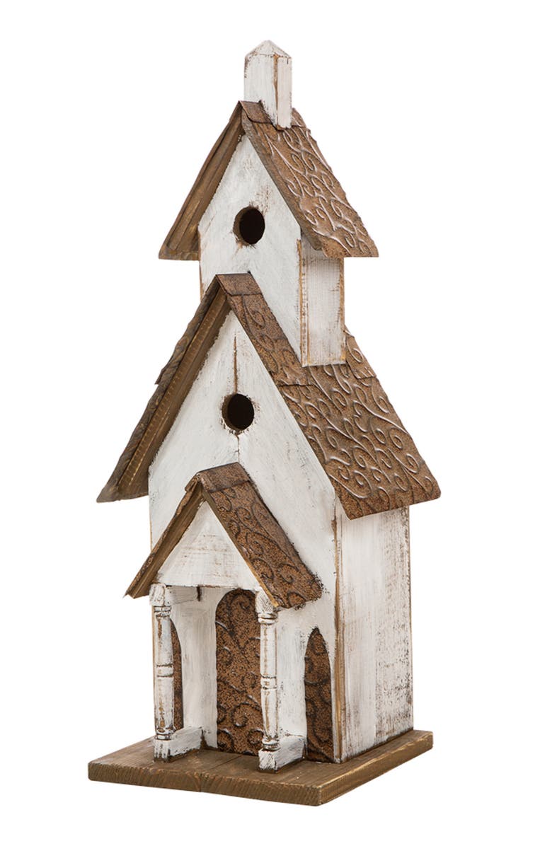 Glitzhome 23.5"H Extra-Large Farmhouse Wood White Birdhouse, Main, color, White
