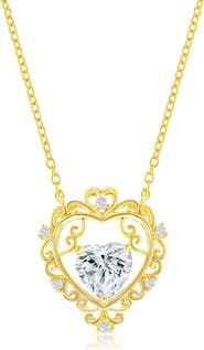 SIMONA Sterling Silver CZ Heart Necklace