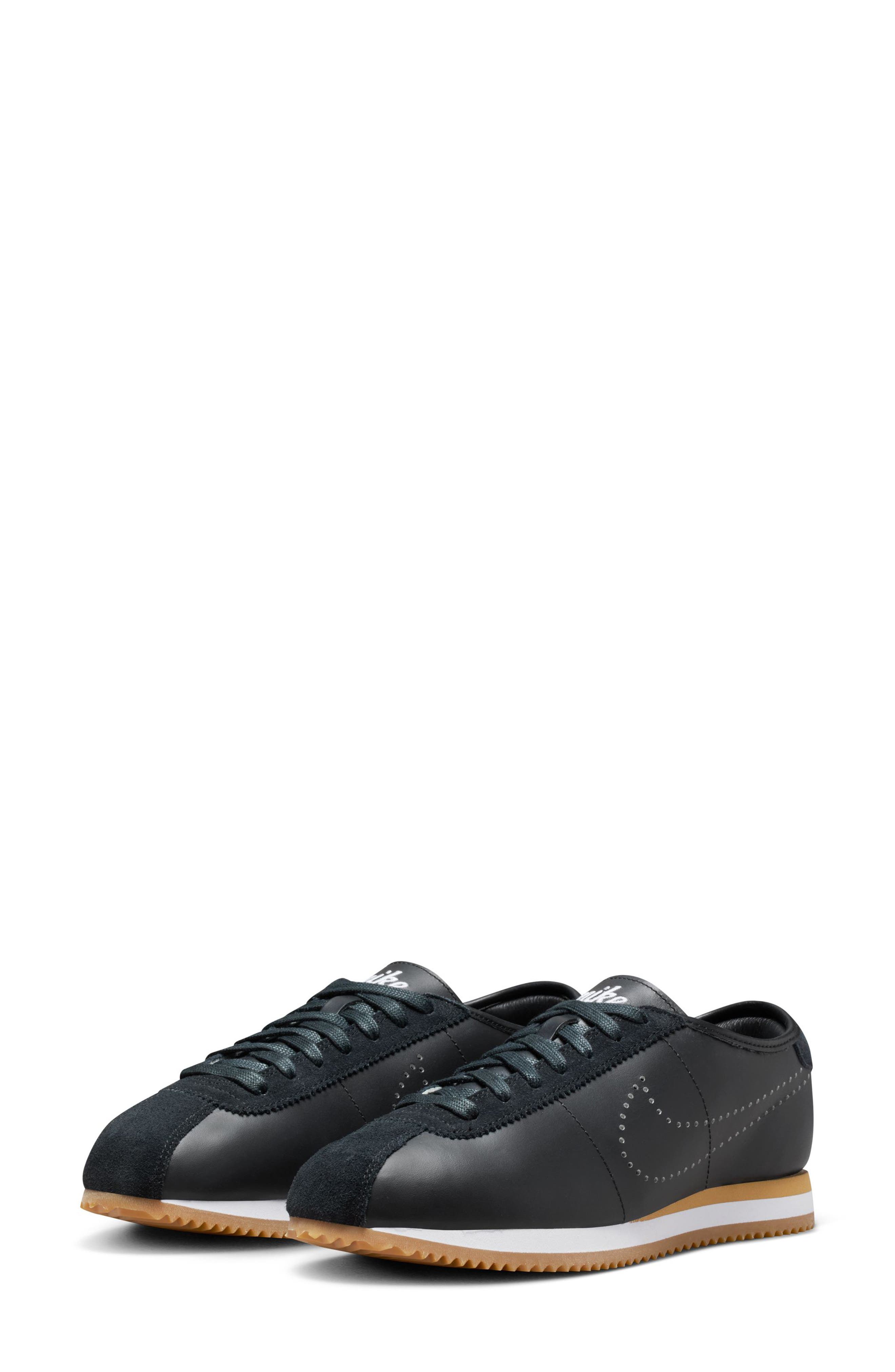 Nike Cortez Leather Sneaker, Main, color, Black/ White/ Gum Light Brown