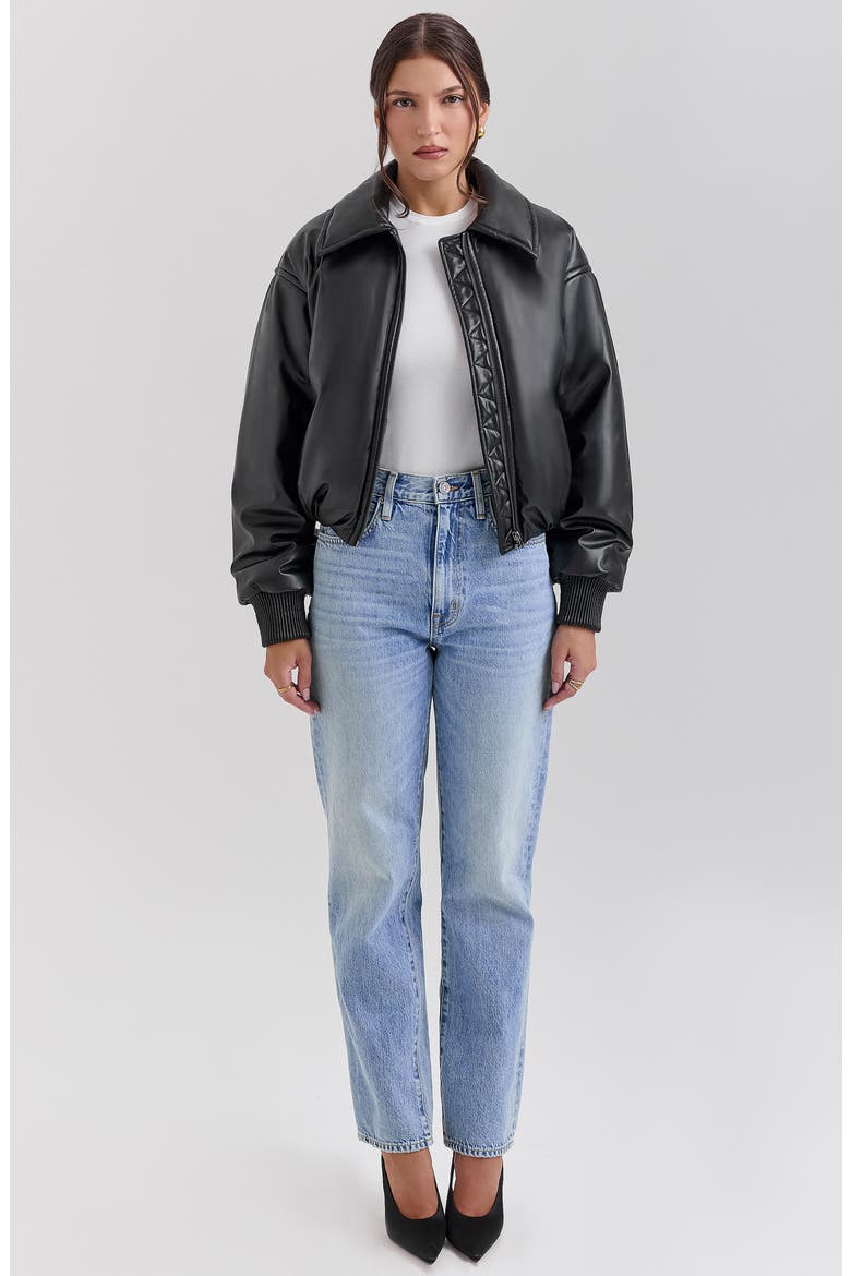Sante Faux Leather Bomber Jacket, Alternate, color, BLACK