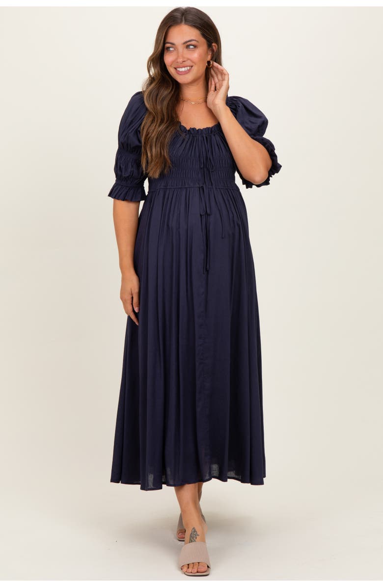 PinkBlush Smocked Ruffle Square Neck Midi Dress, Alternate, color, 