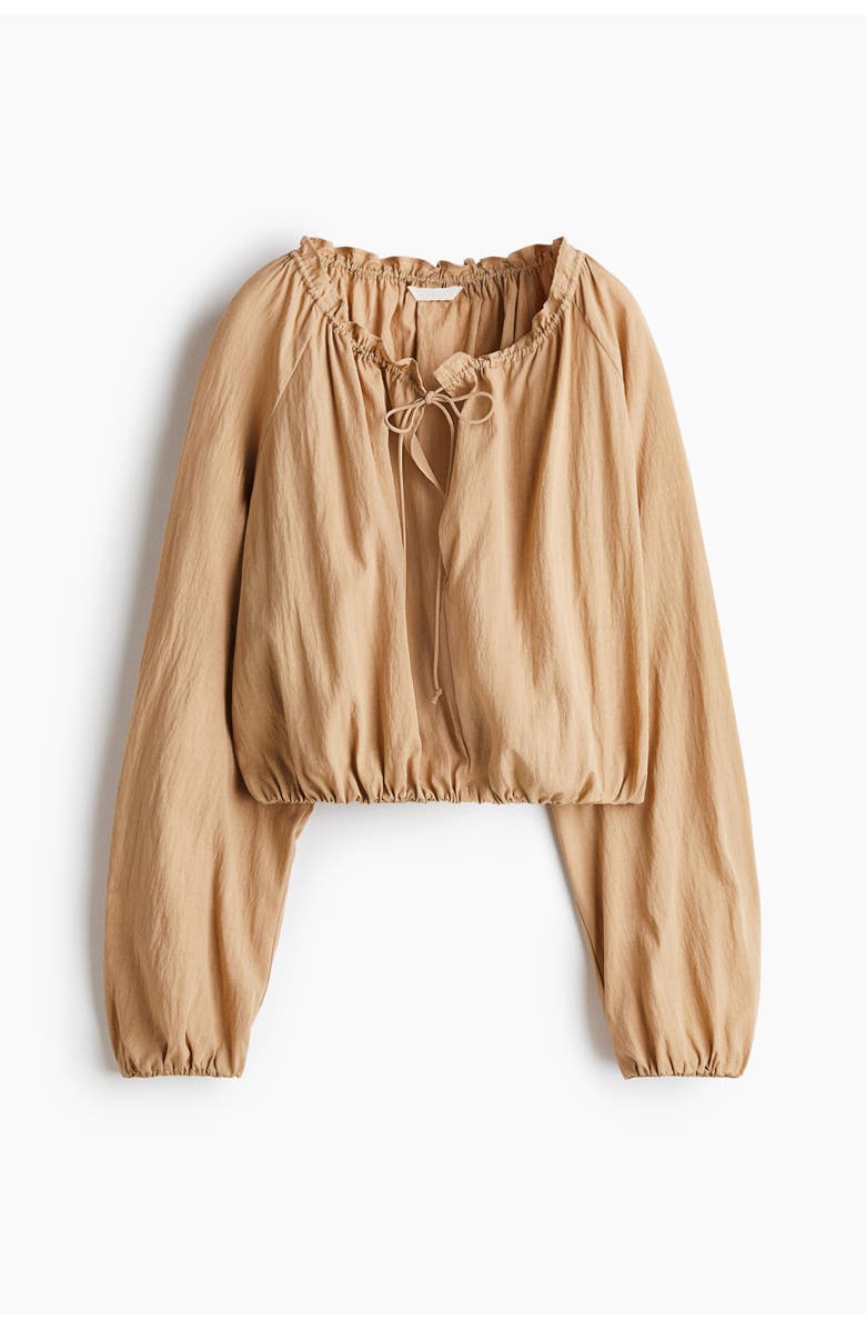 H&M Bubble-hem Blouse, Main, color, Beige