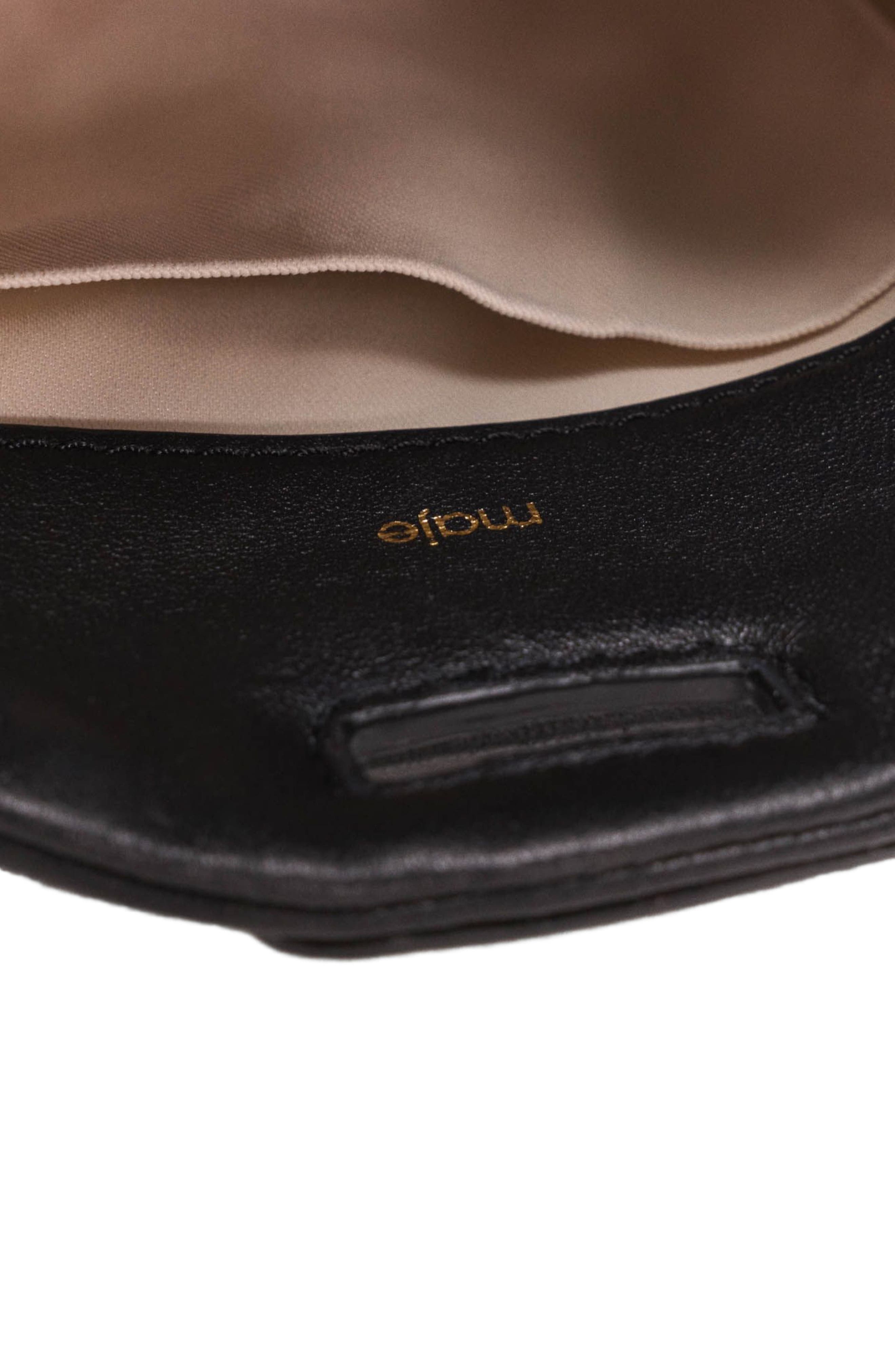 maje Miss M micro leather bag, Alternate, color, Black