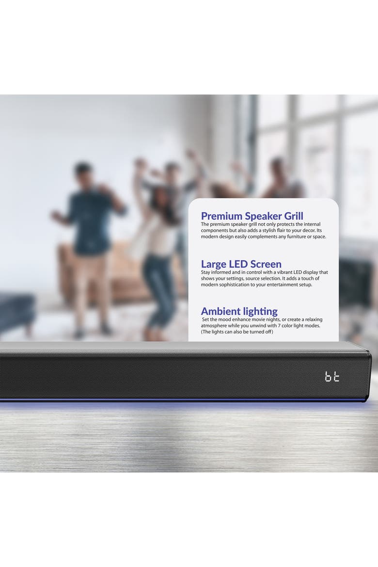 2.1 Channel Bluetooth Soundbar w/ Ambient Lighting, Alternate, color, Black