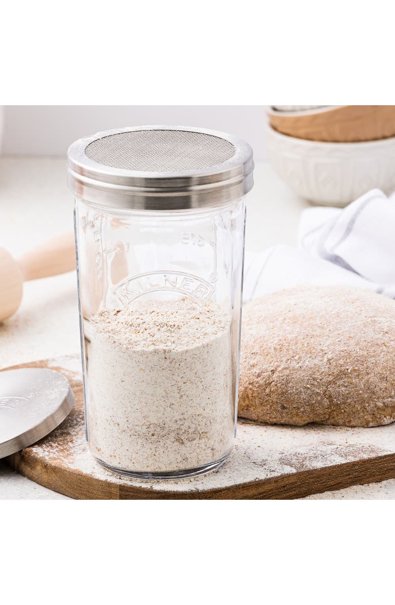 Kilner Sifter Jar Set, 0.5L Glass Baking Shaker with Mesh Lid and Cap, Alternate, color, Clear