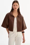 LAMARQUE Elin | Leather Funnel Neck Jacket