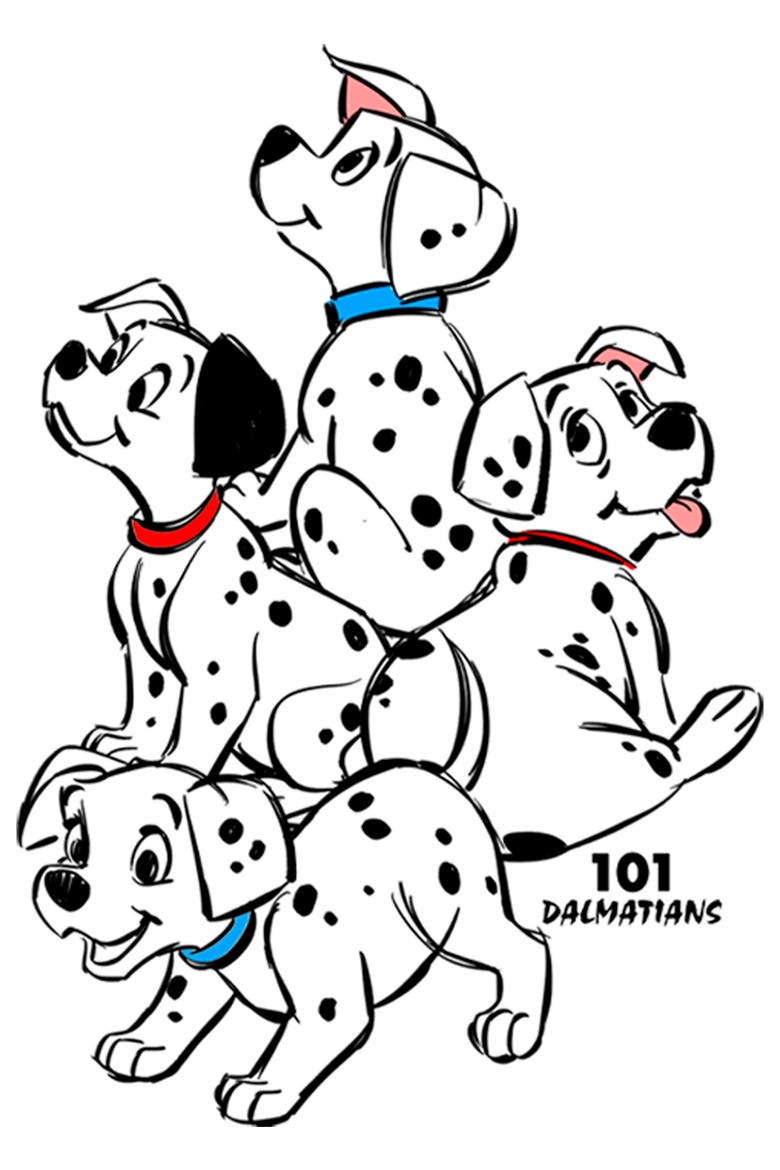 Boy's One Hundred and One Dalmatians Rolly, Lucky and Siblings Ready To Play  Graphic T-Shirt, Alternate, color, White