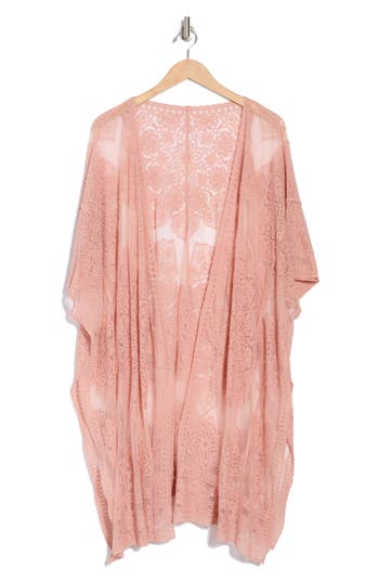 Area Stars Flower Lace Cotton Ruana In Pink