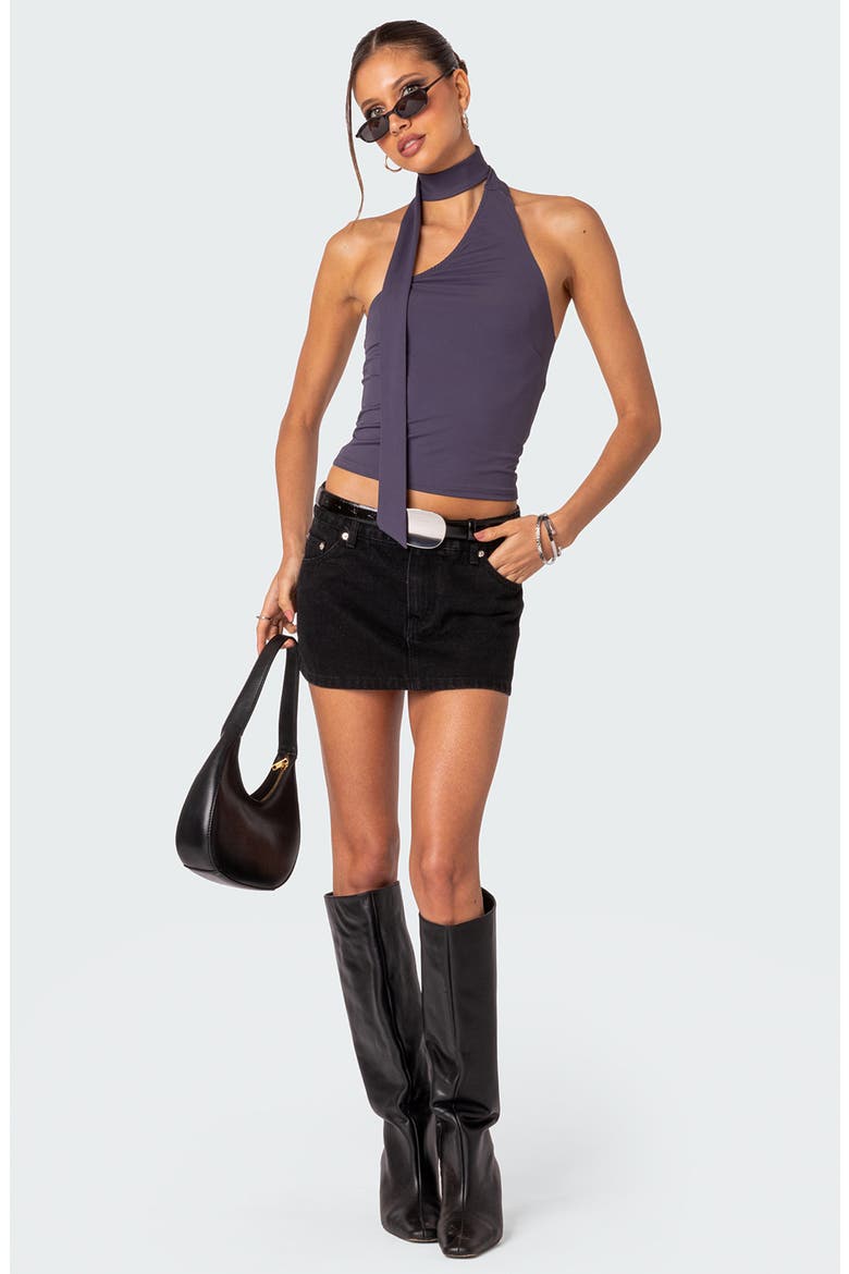 Melony One Shoulder Scarf Neck Knit Top, Alternate, color, PURPLE