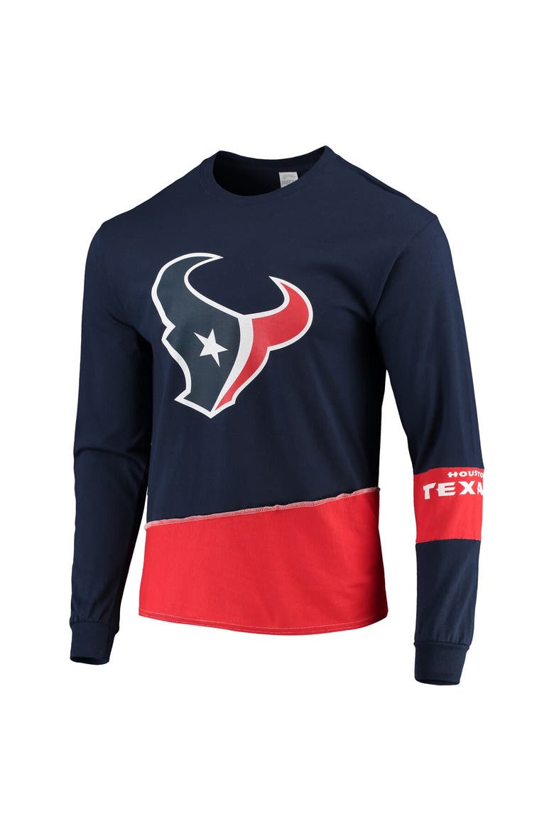 Men's Refried Apparel Navy/Red Houston Texans Sustainable Upcycled Angle Long Sleeve T-Shirt, Alternate, color, Navy