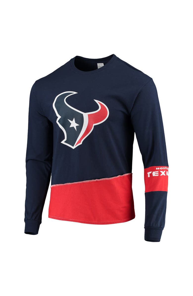 REFRIED APPAREL Men's Refried Apparel Navy/Red Houston Texans Sustainable Upcycled Angle Long Sleeve T-Shirt, Alternate, color, 