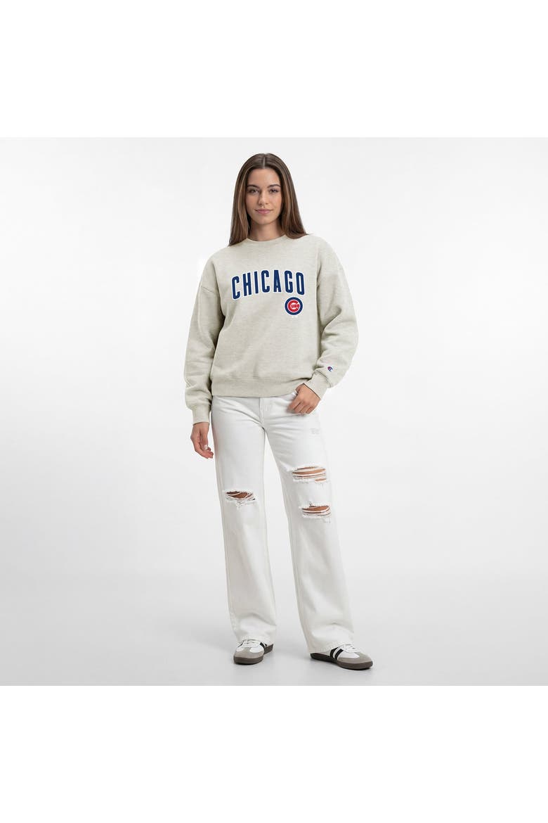Women's Champion  Oatmeal Chicago Cubs All-Star Sweatshirt, Alternate, color, Oatmeal
