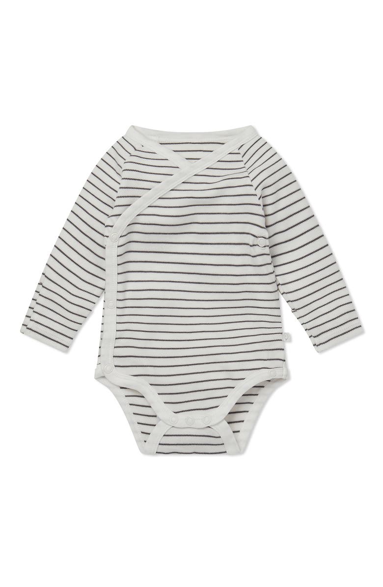 MORI Long Sleeve Kimono Bodysuit, Main, color, Grey Stripe