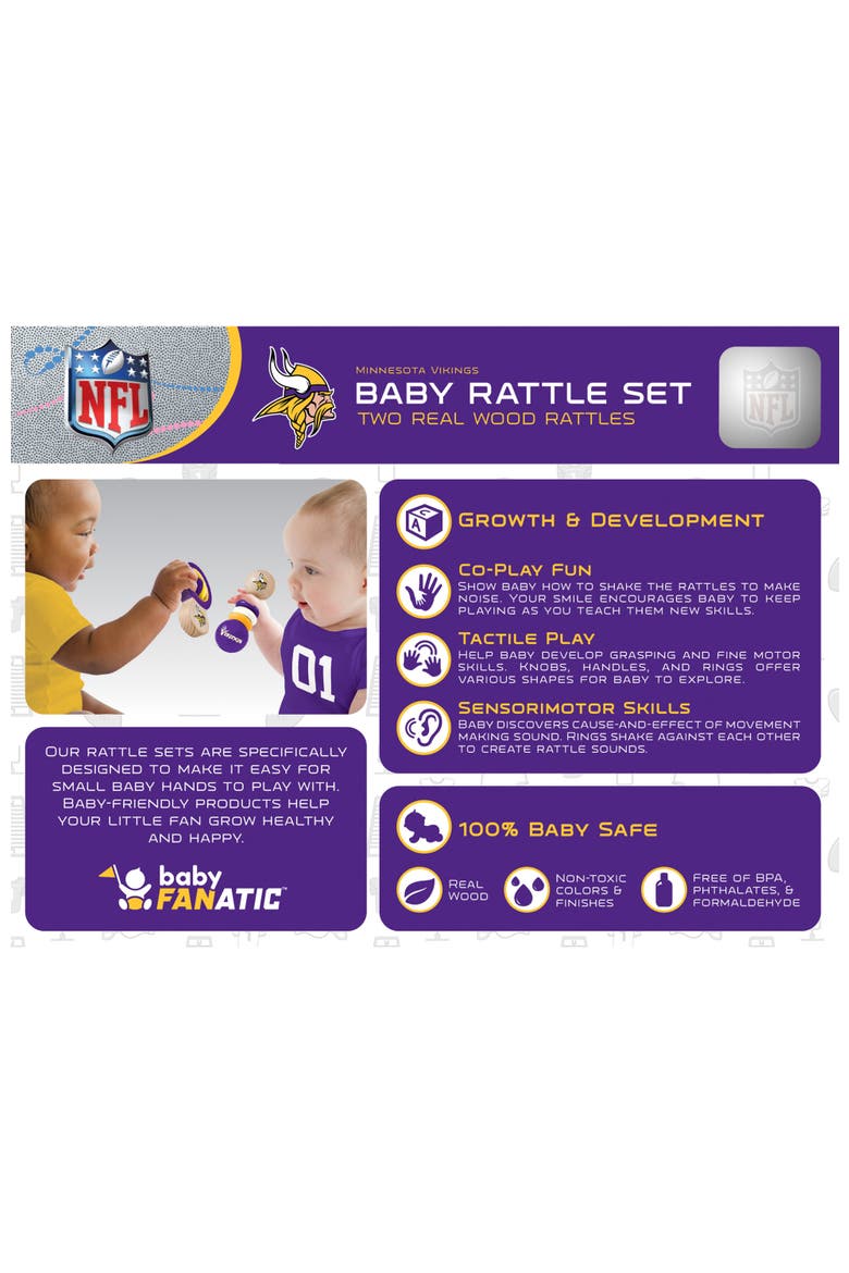Minnesota Vikings Baby Rattles 2-Pack, Alternate, color, Multicolor