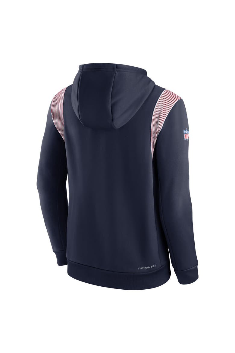 Men's Nike Navy New England Patriots Sideline Athletic Stack Performance Pullover Hoodie, Alternate, color, Navy