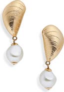 Oscar de la Renta Mussel Faux Pearl Drop Earrings
