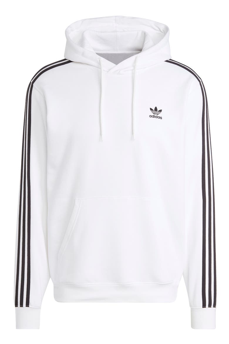 Adicolor 3-Stripes Trefoil Logo Fleece Hoodie, Alternate, color, WHITE