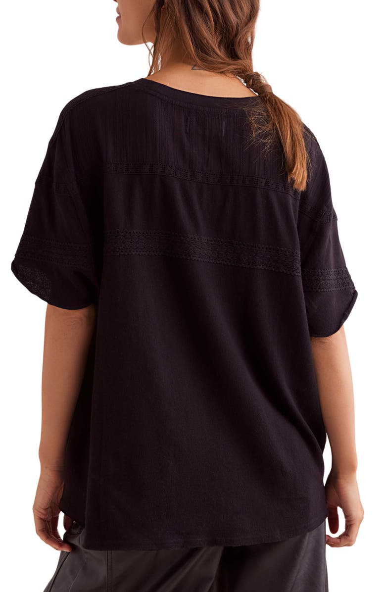 Free People Dorothy Lace Trim Oversize Cotton T-Shirt, Alternate, color, 