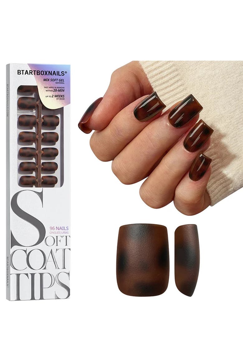 Soft Gel Nail Tips SOFTCOATTIPS Tortoiseshell Collection, Main, color, Short Square