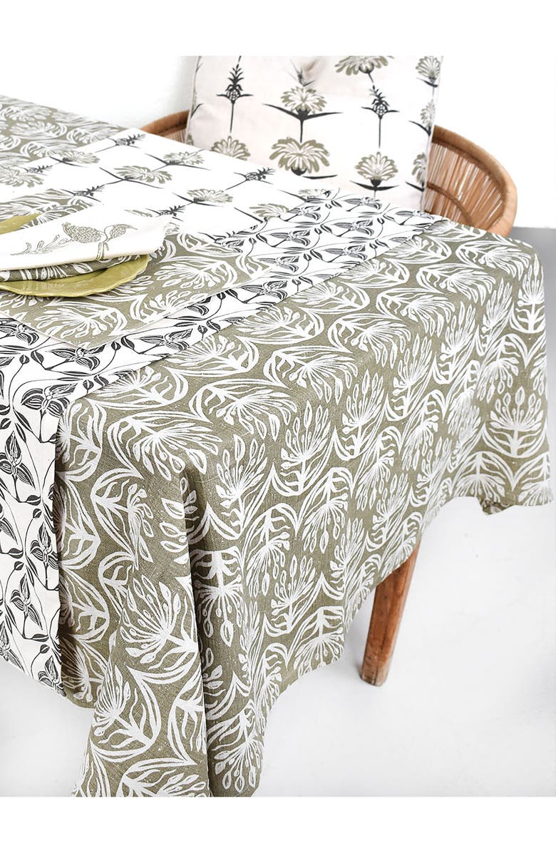 FRENCH HOME Botanical Tablecloth, Alternate, color, Sage