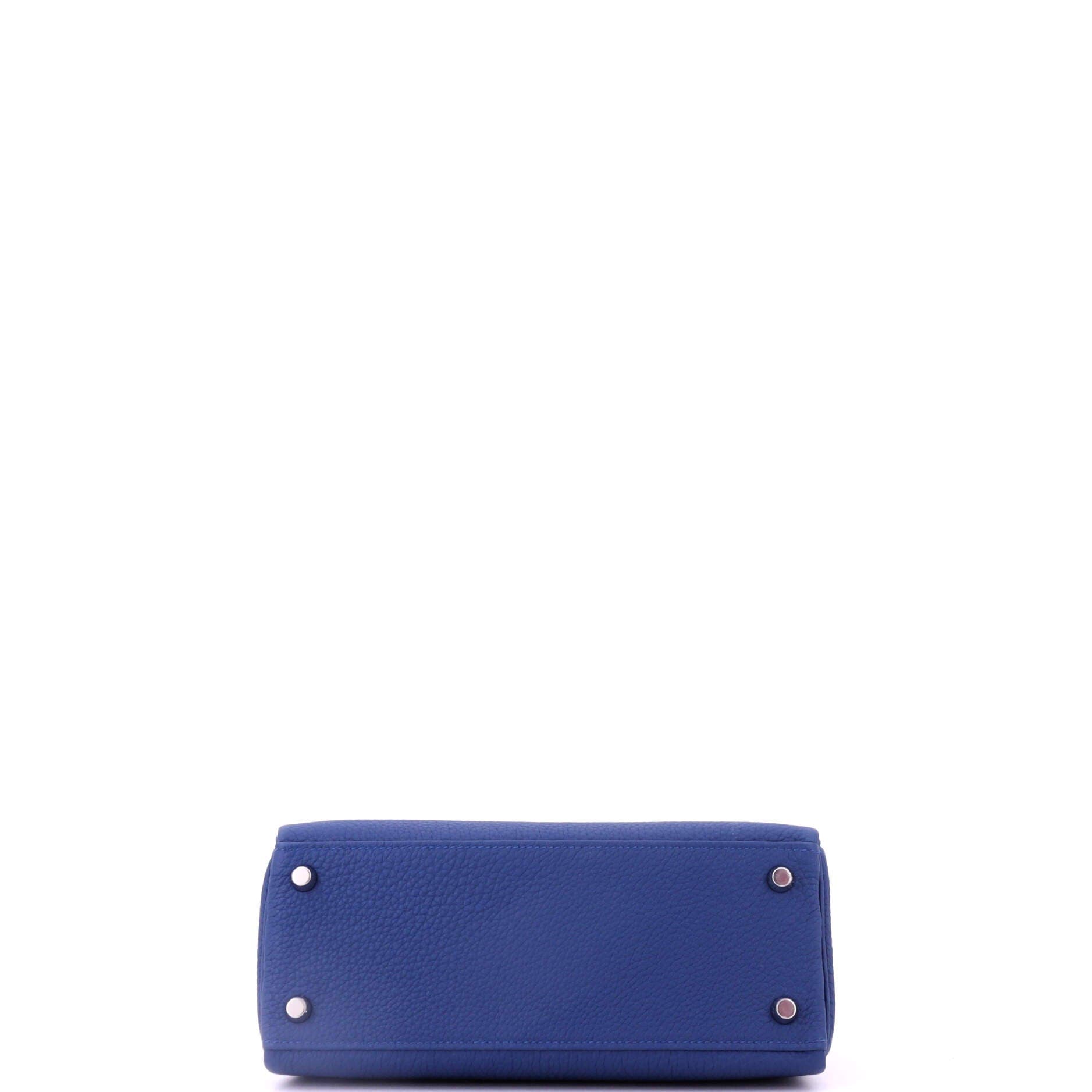 Pre-Owned Hermes Kelly Handbag Blue Togo with Palladium Hardware 25, Alternate, color, 