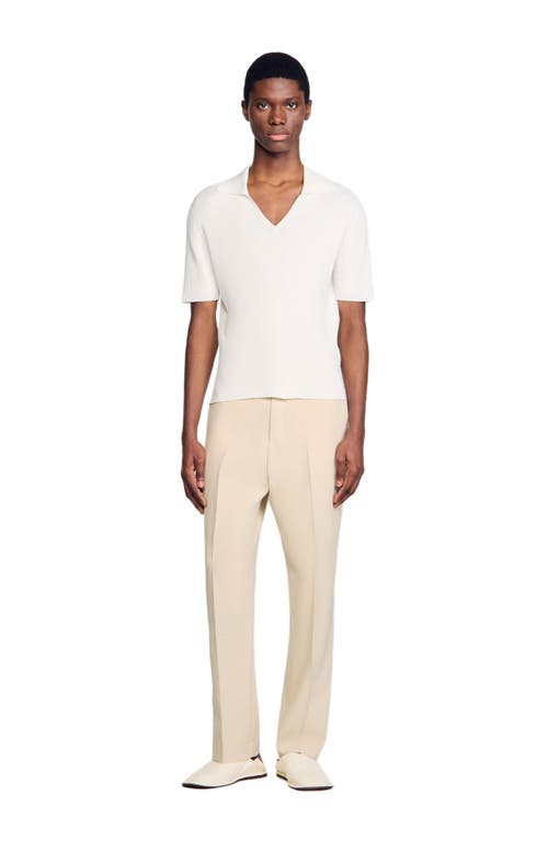 Sandro Rib Knit Polo Shirt In Optic White